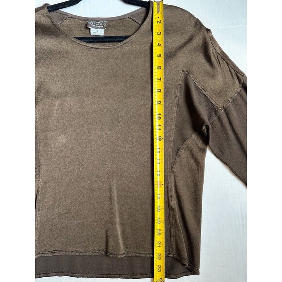 Vintage Ghost Brown Long Sleeve Blouse Women’s Small Made In England Silky Flowy - Picture 10 of 11